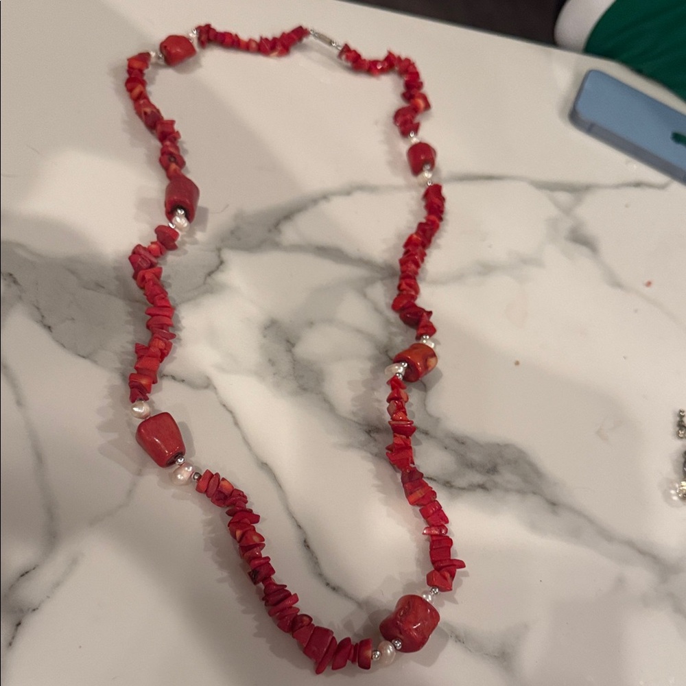 Vibrant Red Coral Necklace